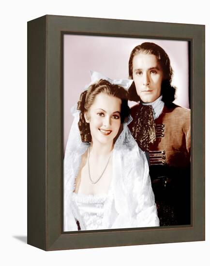 CAPTAIN BLOOD, from left: Olivia de Havilland, Errol Flynn, 1935-null-Framed Stretched Canvas