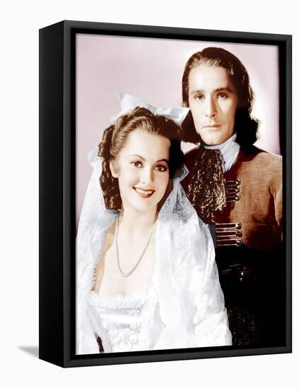 CAPTAIN BLOOD, from left: Olivia de Havilland, Errol Flynn, 1935-null-Framed Stretched Canvas