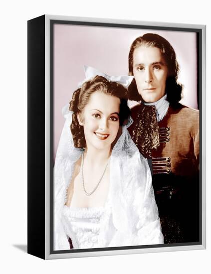 CAPTAIN BLOOD, from left: Olivia de Havilland, Errol Flynn, 1935-null-Framed Stretched Canvas