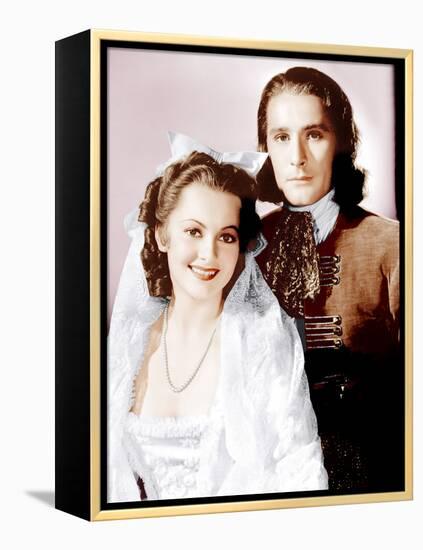 CAPTAIN BLOOD, from left: Olivia de Havilland, Errol Flynn, 1935-null-Framed Stretched Canvas