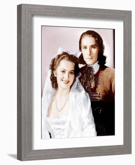 CAPTAIN BLOOD, from left: Olivia de Havilland, Errol Flynn, 1935-null-Framed Photo