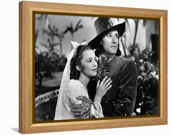 Captain Blood, Olivia De Havilland, Errol Flynn, 1935-null-Framed Stretched Canvas