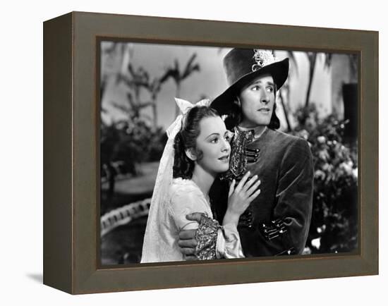 Captain Blood, Olivia De Havilland, Errol Flynn, 1935-null-Framed Stretched Canvas