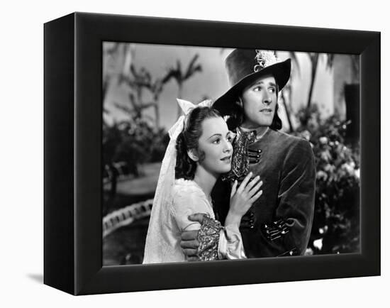 Captain Blood, Olivia De Havilland, Errol Flynn, 1935-null-Framed Stretched Canvas