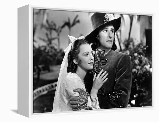 Captain Blood, Olivia De Havilland, Errol Flynn, 1935-null-Framed Stretched Canvas