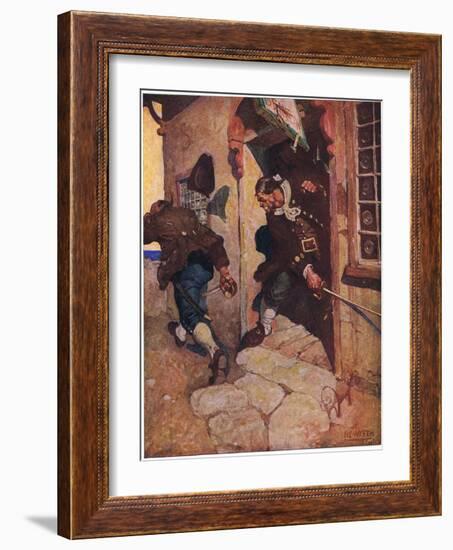 Captain Bones Routs Black Dog: One Last Tremulous Cut Would Have Split Him Had it Not Been Intercep-Newell Convers Wyeth-Framed Giclee Print