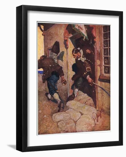 Captain Bones Routs Black Dog: One Last Tremulous Cut Would Have Split Him Had it Not Been Intercep-Newell Convers Wyeth-Framed Giclee Print