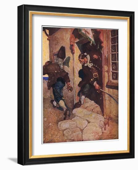 Captain Bones Routs Black Dog: One Last Tremulous Cut Would Have Split Him Had it Not Been Intercep-Newell Convers Wyeth-Framed Giclee Print