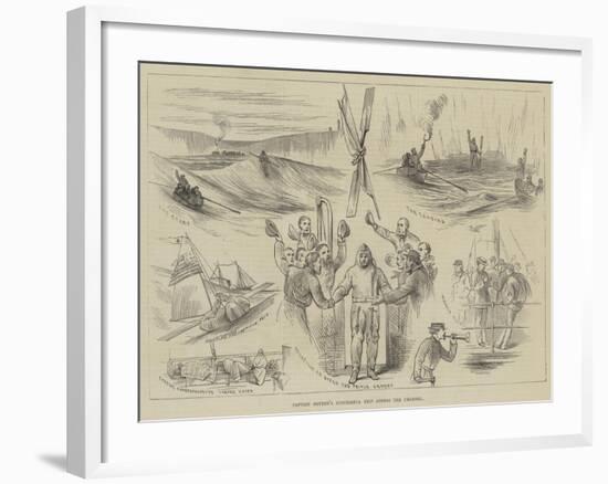 Captain Boyton's Successful Trip across the Channel-null-Framed Giclee Print