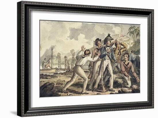 Captain Burney Discovering His Murdered Shipmates', from the Voyages of Captain Cook-Isaac Robert Cruikshank-Framed Giclee Print