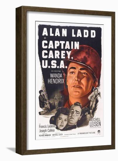 Captain Carey, U.S.A., Wanda Hendrix, Alan Ladd, 1950-null-Framed Premium Giclee Print