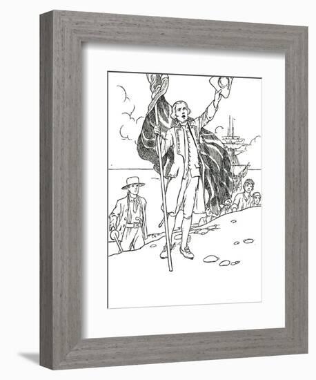 'Captain Cook Landing in Australia', 1912-Charles Robinson-Framed Giclee Print