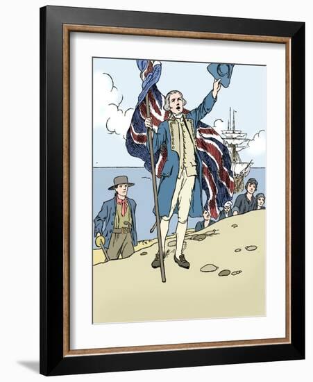 'Captain Cook Landing in Australia', 1912-Charles Robinson-Framed Giclee Print