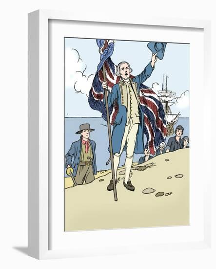 'Captain Cook Landing in Australia', 1912-Charles Robinson-Framed Giclee Print