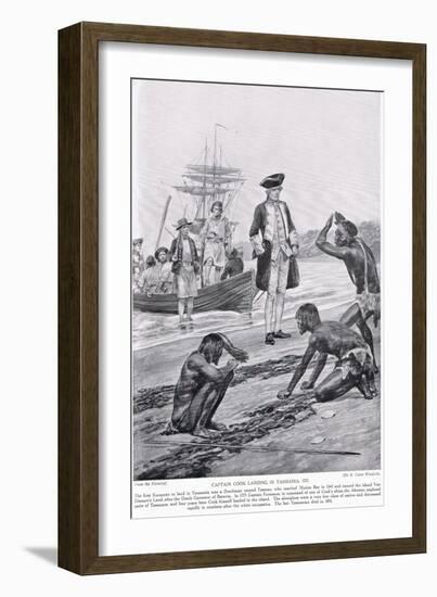 Captain Cook Landing in Tasmania, 1777, Illustration from 'Hutchinson's Story of the British…-Richard Caton Woodville-Framed Giclee Print