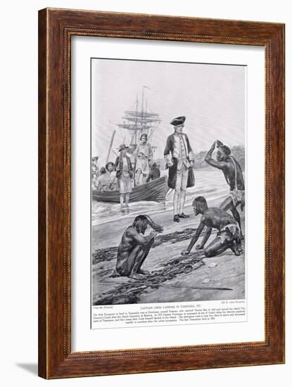 Captain Cook Landing in Tasmania, 1777, Illustration from 'Hutchinson's Story of the British…-Richard Caton Woodville-Framed Giclee Print