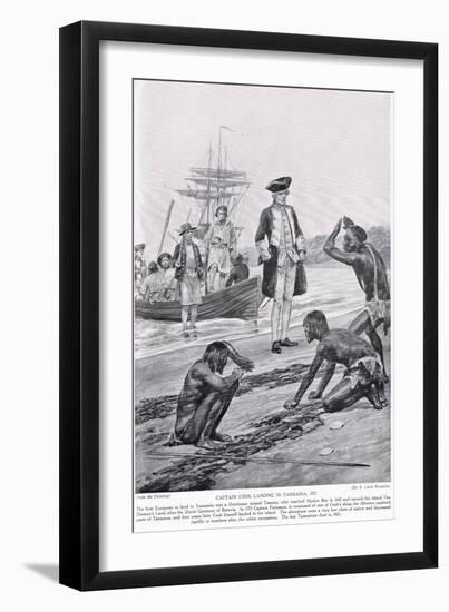 Captain Cook Landing in Tasmania, 1777, Illustration from 'Hutchinson's Story of the British…-Richard Caton Woodville-Framed Giclee Print