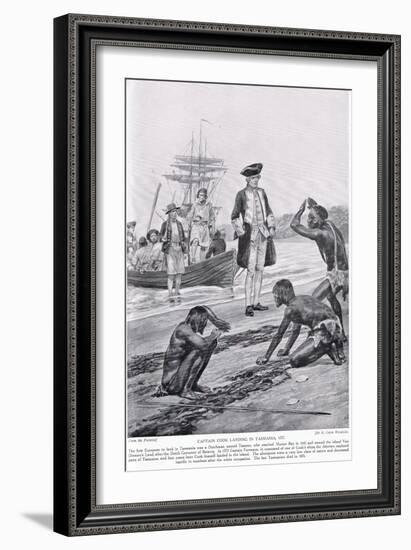 Captain Cook Landing in Tasmania, 1777, Illustration from 'Hutchinson's Story of the British…-Richard Caton Woodville-Framed Giclee Print