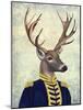 Captain Deer-Fab Funky-Mounted Art Print