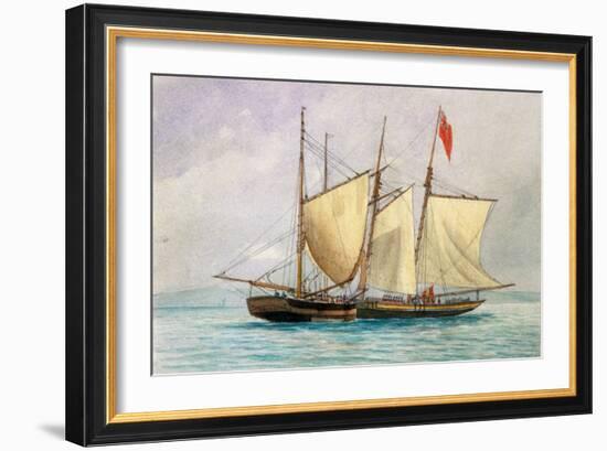 Captain H Wolman with HM 80Th Foot Capturing the Notorious Pirate Schooner Hanna Mercury Isld Oct 2-Unknown Artist-Framed Giclee Print