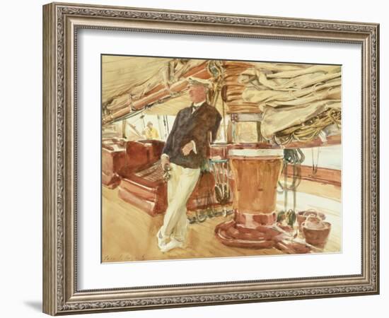 Captain Herbert M. Sears on Deck of the Schooner Yacht Constellation, 1924-John Singer Sargent-Framed Giclee Print