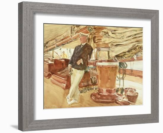 Captain Herbert M. Sears on Deck of the Schooner Yacht Constellation, 1924-John Singer Sargent-Framed Giclee Print