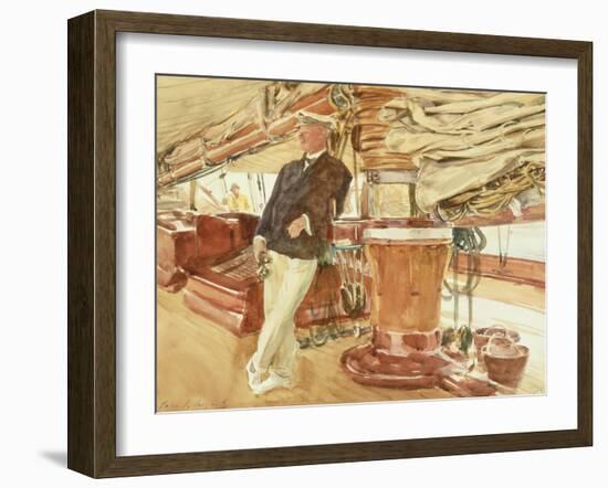 Captain Herbert M. Sears on Deck of the Schooner Yacht Constellation, 1924-John Singer Sargent-Framed Giclee Print