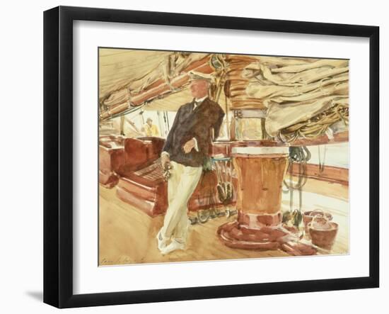 Captain Herbert M. Sears on Deck of the Schooner Yacht Constellation, 1924-John Singer Sargent-Framed Giclee Print