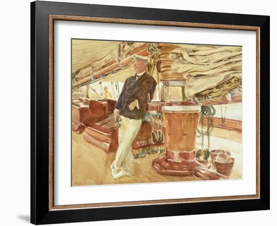 Captain Herbert M. Sears on Deck of the Schooner Yacht Constellation, 1924-John Singer Sargent-Framed Giclee Print