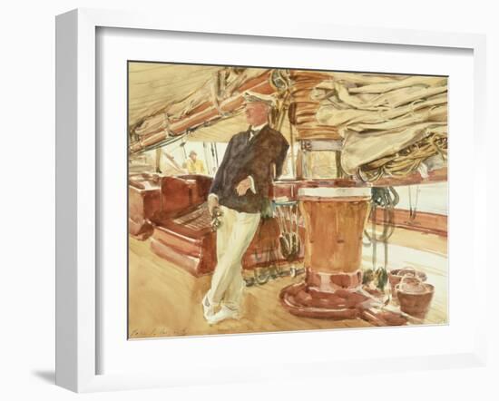 Captain Herbert M. Sears on Deck of the Schooner Yacht Constellation, 1924-John Singer Sargent-Framed Giclee Print