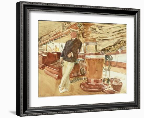 Captain Herbert M. Sears on Deck of the Schooner Yacht Constellation, 1924-John Singer Sargent-Framed Giclee Print