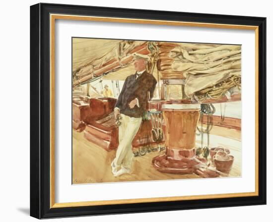 Captain Herbert M. Sears on Deck of the Schooner Yacht Constellation, 1924-John Singer Sargent-Framed Giclee Print
