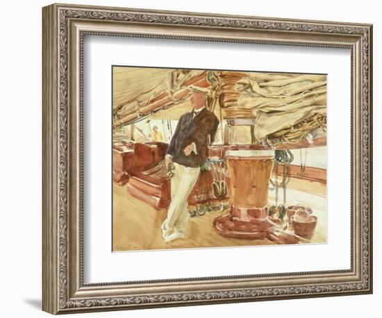 Captain Herbert M. Sears on Deck of the Schooner Yacht Constellation, 1924-John Singer Sargent-Framed Giclee Print