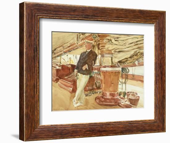 Captain Herbert M. Sears on Deck of the Schooner Yacht Constellation, 1924-John Singer Sargent-Framed Giclee Print