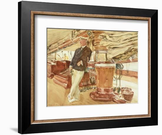 Captain Herbert M. Sears on Deck of the Schooner Yacht Constellation, 1924-John Singer Sargent-Framed Giclee Print