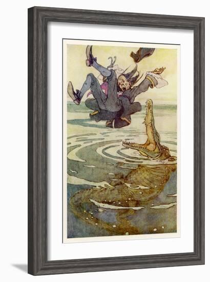 Captain Hook Falls into the Jaws of the Crocodile-Alice B. Woodward-Framed Art Print