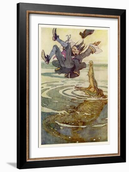 Captain Hook Falls into the Jaws of the Crocodile-Alice B. Woodward-Framed Art Print