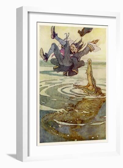 Captain Hook Falls into the Jaws of the Crocodile-Alice B. Woodward-Framed Art Print