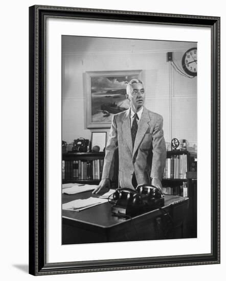 Captain Hyman George Rickover Standing at His Desk-null-Framed Premium Photographic Print