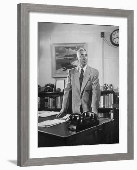 Captain Hyman George Rickover Standing at His Desk-null-Framed Premium Photographic Print