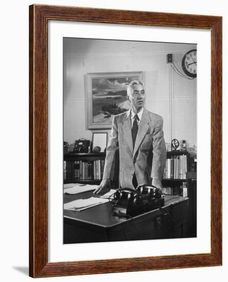 Captain Hyman George Rickover Standing at His Desk-null-Framed Premium Photographic Print