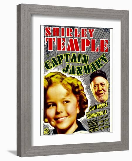 Captain January, Shirley Temple, Guy Kibbee on Midget Window Card, 1936-null-Framed Art Print