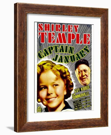 Captain January, Shirley Temple, Guy Kibbee on Midget Window Card, 1936-null-Framed Art Print