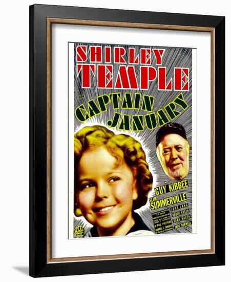 Captain January, Shirley Temple, Guy Kibbee on Midget Window Card, 1936-null-Framed Art Print