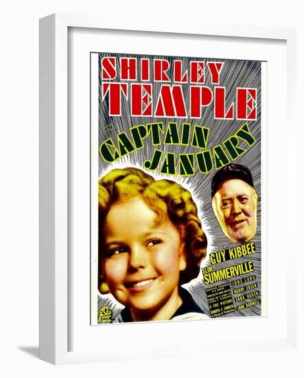 Captain January, Shirley Temple, Guy Kibbee on Midget Window Card, 1936-null-Framed Art Print