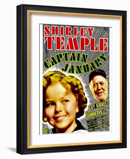 Captain January, Shirley Temple, Guy Kibbee on Midget Window Card, 1936-null-Framed Art Print