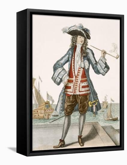 Captain Jean Bart of Dunkerque (Coloured Engraving)-French-Framed Premier Image Canvas