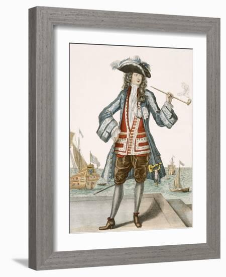 Captain Jean Bart of Dunkerque (Coloured Engraving)-French-Framed Giclee Print