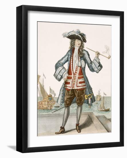 Captain Jean Bart of Dunkerque (Coloured Engraving)-French-Framed Giclee Print