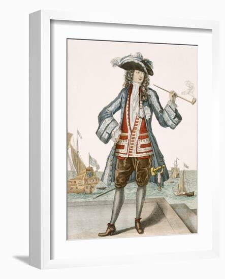 Captain Jean Bart of Dunkerque (Coloured Engraving)-French-Framed Giclee Print